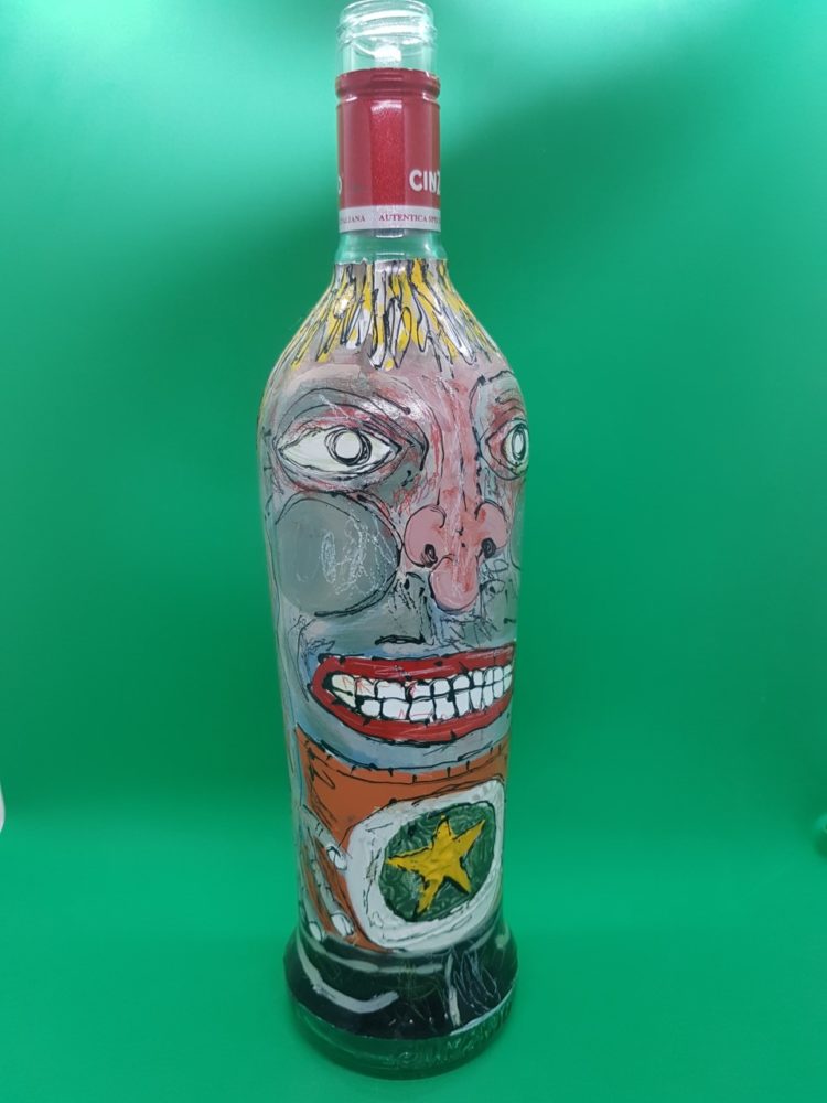 Peinture sur pot en verre recyclé 29. - Painted recycled glass jars 29.